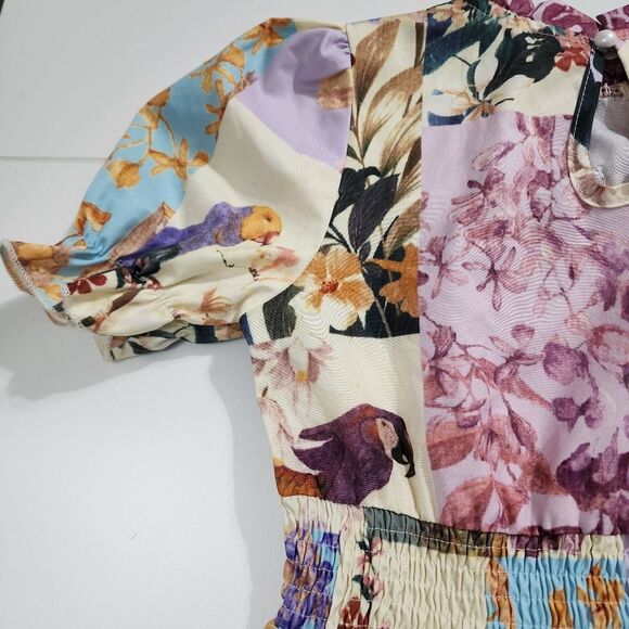 Girls Jungle Parrots Floral Colorful Polyester Lightweight Dress Size 6 - Picture 12 of 12